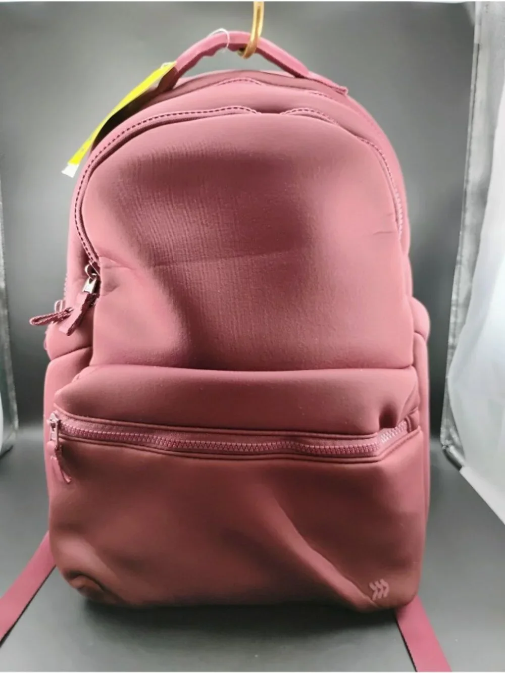 Modern Maroon Backpack With Multiple Compartments & Adjustable Straps